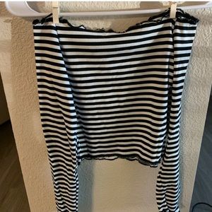 cute black and white off shoulder crop top